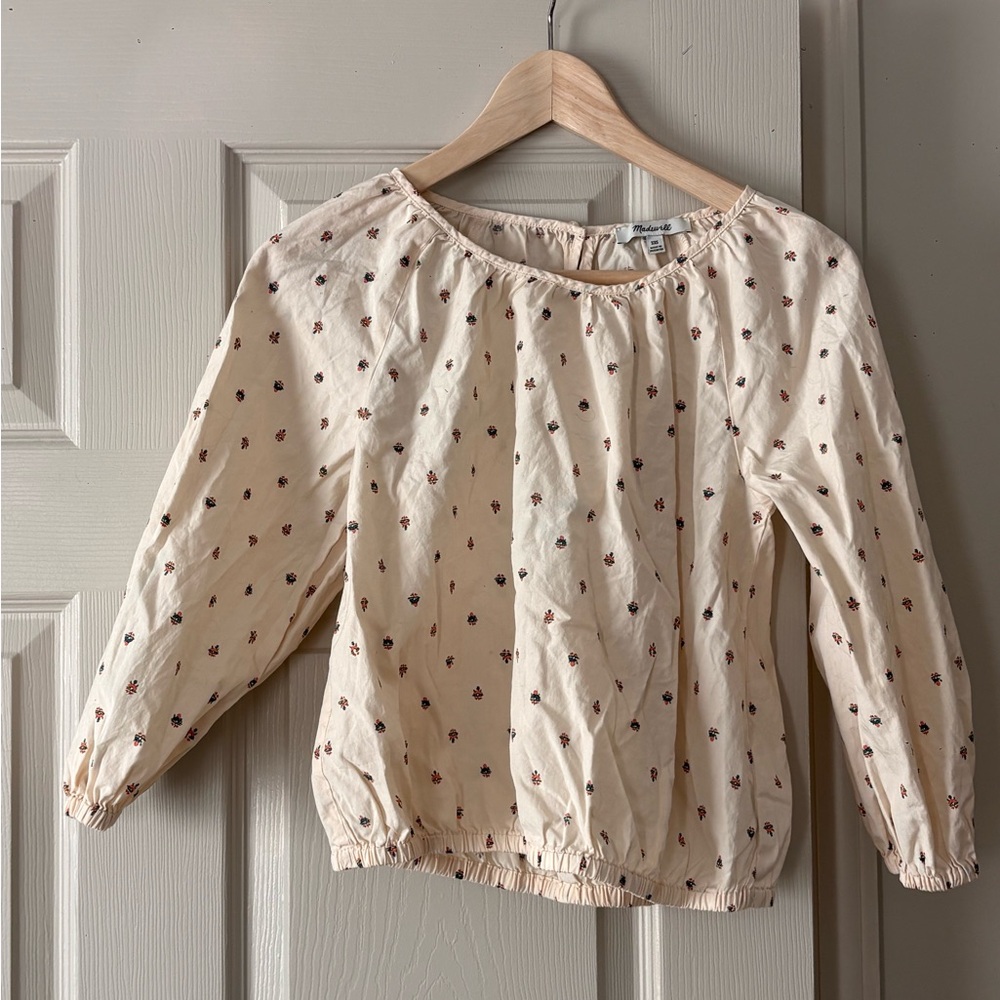 Madewell Cream Blouse with Floral Design